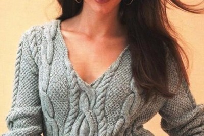 V Yaka Bayan Süveter Modeli